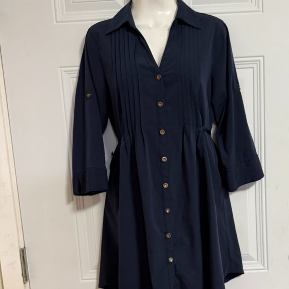 Speed Control New York Navy Blue Dress SZ Large Lightweight Career‎ Chic